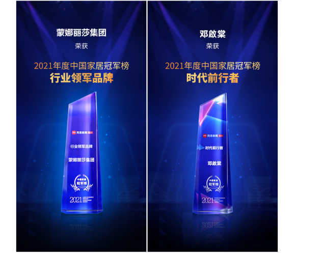 问鼎巅峰！蒙娜丽莎集团荣获2021中国家居冠军榜两项大重磅奖项