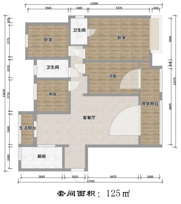 裕景陶瓷125㎡惬意人居工程实例分享
