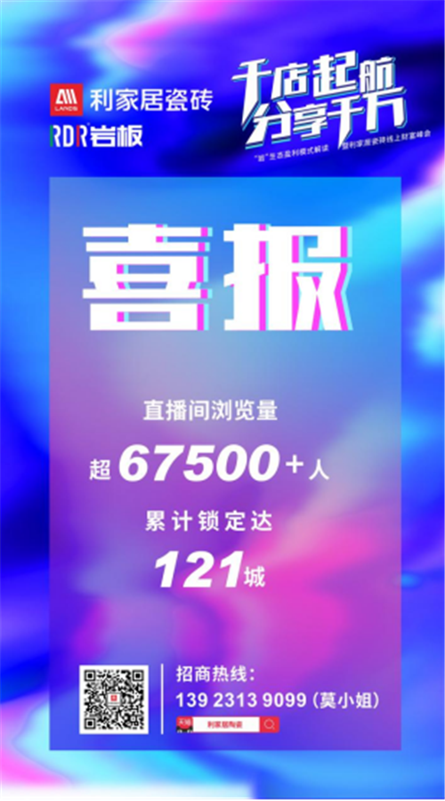 超6.7万人次观看，利家居瓷砖招商直播会火爆收官！