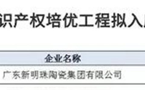 新明珠入选首批知识产权“培优工程”拟入库名单