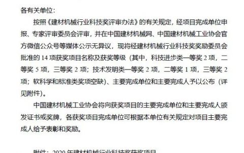 恒力泰、安徽科达机电分获建材机械科技进步一、二等奖
