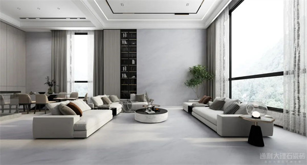 “发现连纹之美”系列之通利连纹大理石瓷砖在客厅空间的应用