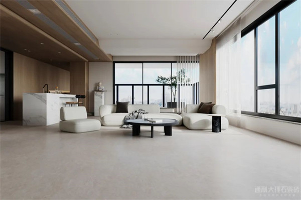 “发现连纹之美”系列之通利连纹大理石瓷砖在客厅空间的应用
